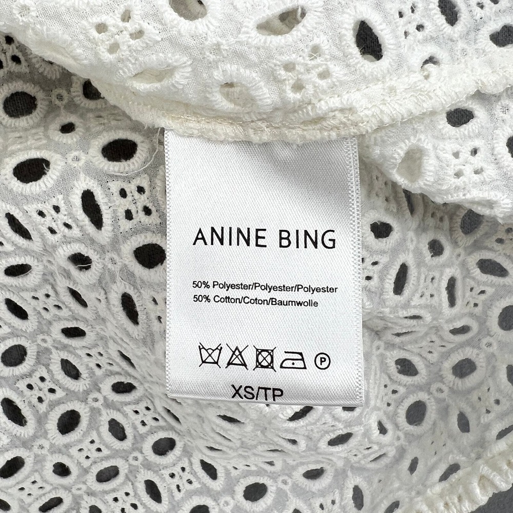 ANINE BING Top Women XS Cream White Eyelet Ruffle Sleeveless Boho Embroidered - Picture 13 of 16